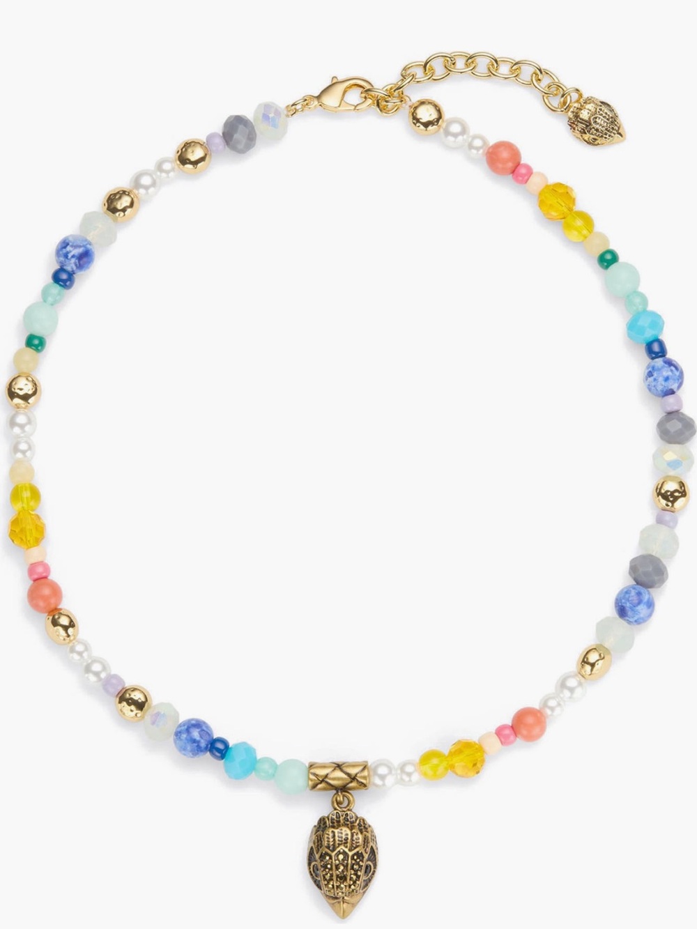 Kurt Geiger Multicolor Beaded Necklace with Gold Charm